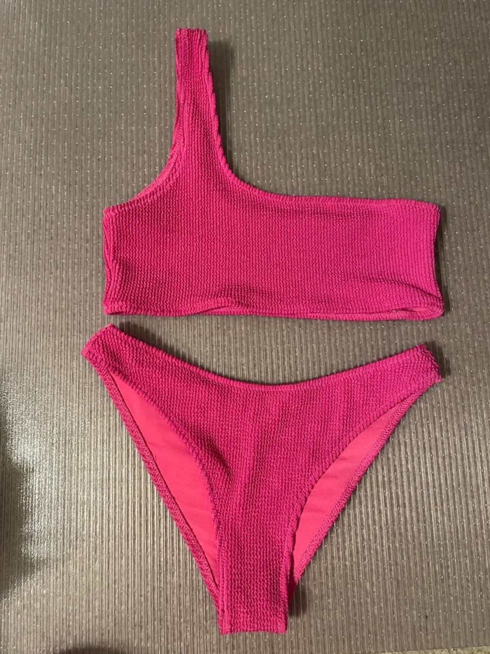 Hot Pink One-Shoulder Bikini Set